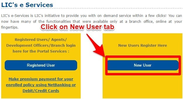 LIC New User Registration Steps