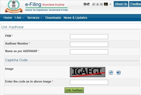 e-Filing process of linking Aadhaar with PAN