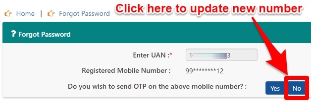 Forgot EPF UAN password change new mobile number