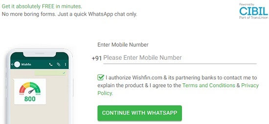 check free CIBIL Credit Score on WhatsApp