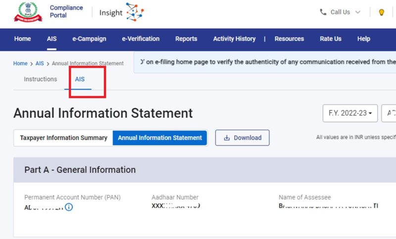 report and correct incorrect AIS in ITR